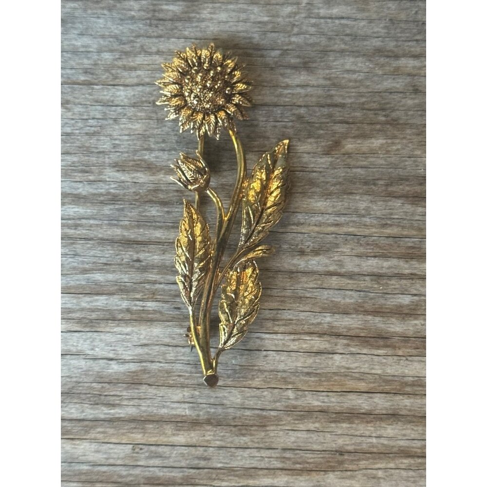 BMCO MMA Sunflower Sterling Silver Brooch Pin 3" Long Vintage Jewelry